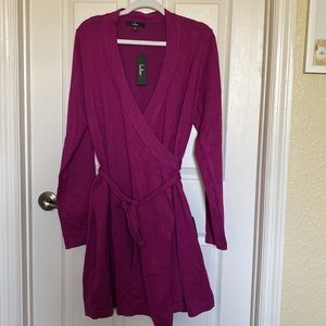 Literary Lover Magenta Wrap Sweater Dress